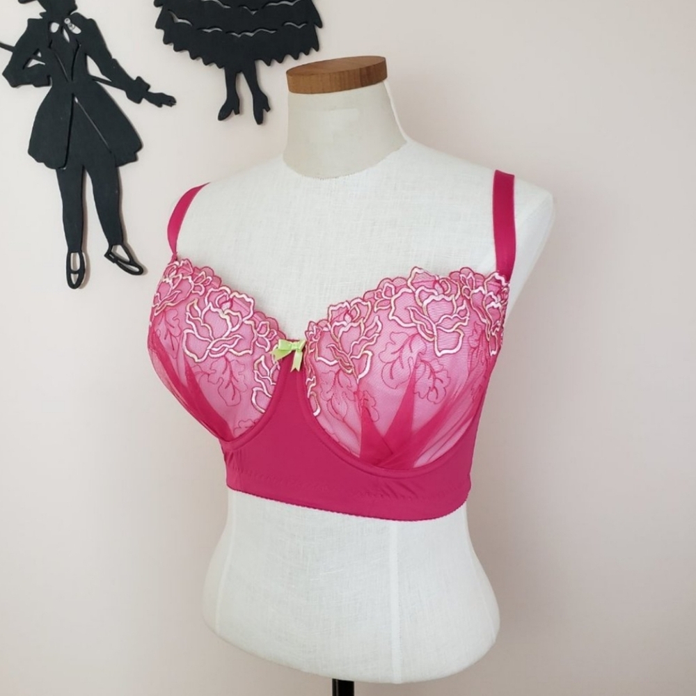 Curvy Kate Carmen Longline Pink Bra US 32H